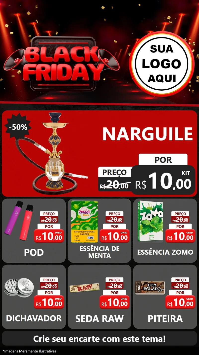 Modelo de Rede Social para Stories com o tema Black Friday para Tabacaria