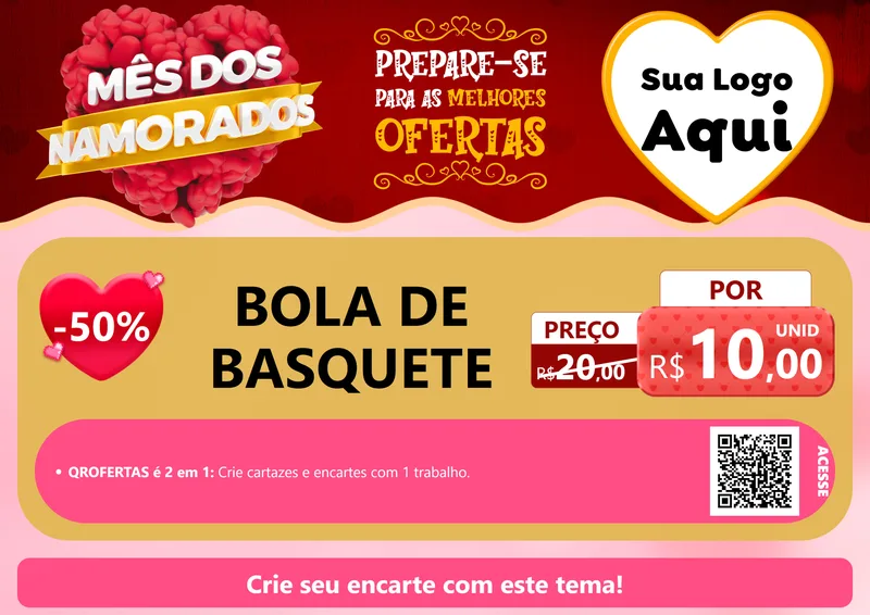Modelo de Cartaz para Cartaz A4 Horizontal com o tema Mês dos Namorados para Artigos Esportivos