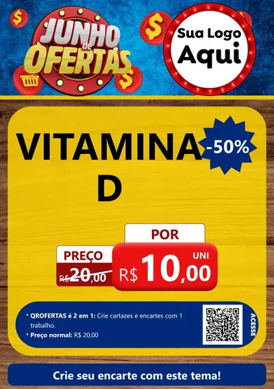Modelo de Cartaz para Cartaz A4 Vertical com o tema Junho de Ofertas para Farmácia