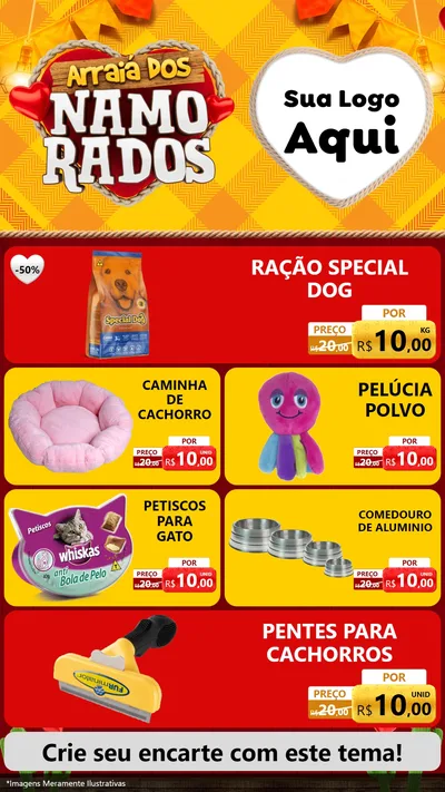 Modelo de TV para TV Vertical com o tema Arraiá dos Namorados para Pet Shop