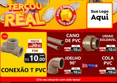 Modelo de Encarte para Encarte A4 Horizontal com o tema Terçou do Real para Tubos e conexões