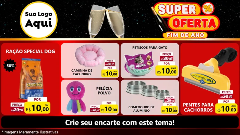 Modelo de TV para TV Horizontal com o tema Super Oferta Fim de Ano para Pet Shop
