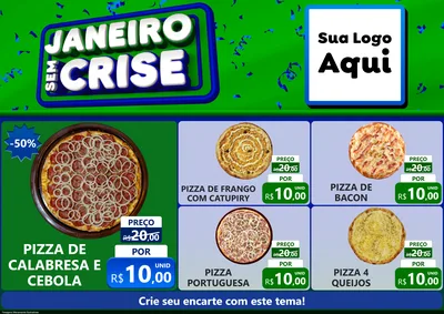 Modelo de Encarte para Encarte A4 Horizontal com o tema Janeiro Sem Crise para Pizzaria
