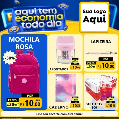 Modelo de Rede Social para Feed Facebook com o tema Aqui Tem Economia Todo Dia para Papelaria