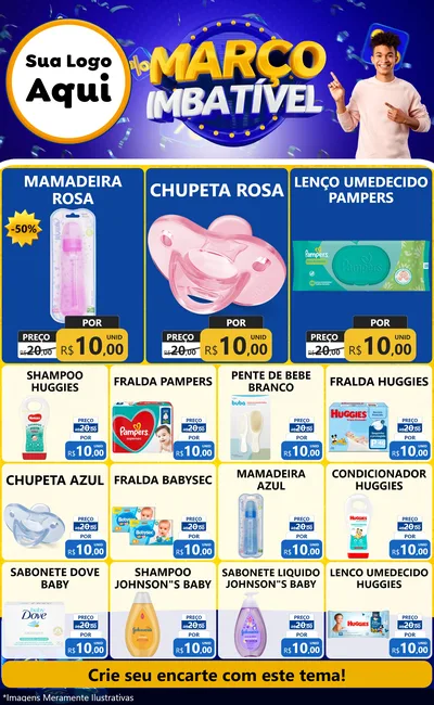 Modelo de Encarte para Encarte Grande com o tema Março Imbatível para Bebês