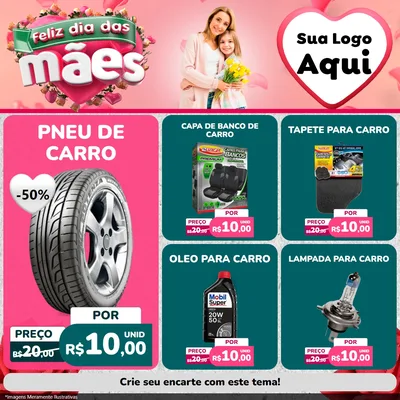 Modelo de Rede Social para Feed Facebook com o tema Feliz Dia das Mães para Auto peças