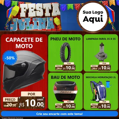 Modelo de Rede Social para Feed Facebook com o tema Festa Julina para Moto peças