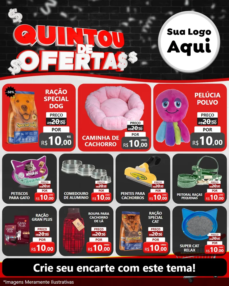 Modelo de Rede Social para Feed Instagram com o tema Quintou de Ofertas para Pet Shop