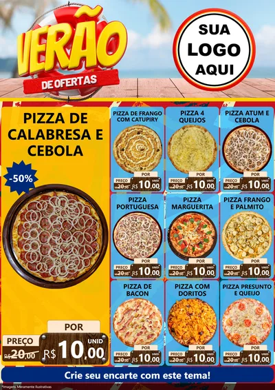 Modelo de Encarte para Encarte A4 Vertical com o tema Verão de Ofertas para Pizzaria