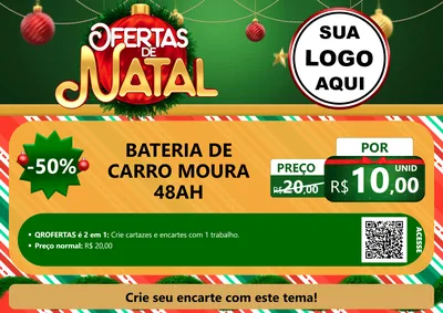 Modelo de Cartaz para Cartaz A4 Horizontal com o tema Ofertas de Natal para Baterias Elétricas