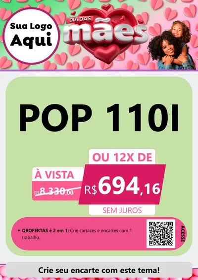 Modelo de Cartaz para Cartaz A4 Vertical com o tema Dia das Mães para Concessionaria de Motos