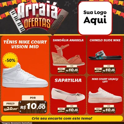 Modelo de Rede Social para Feed Facebook com o tema Arraiá de Ofertas - Junina para Calçados
