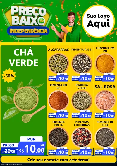 Modelo de Encarte para Encarte A4 Vertical com o tema Preço Baixo de Independência para Produtos Naturais