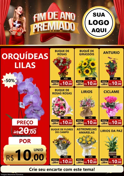 Modelo de Encarte para Encarte A4 Vertical com o tema Fim de Ano Premiado para Floricultura e jardim