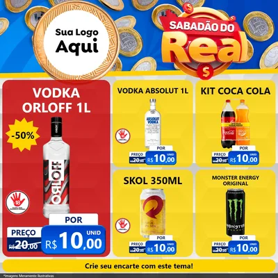 Modelo de Rede Social para Feed Facebook com o tema Sabadão do Real para Distribuidora de bebidas