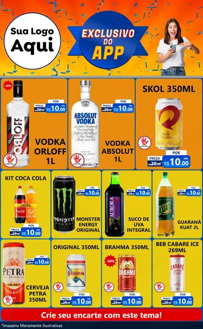 Modelo de Encarte para Encarte Grande com o tema Exclusivo do Aplicativo para Distribuidora de bebidas