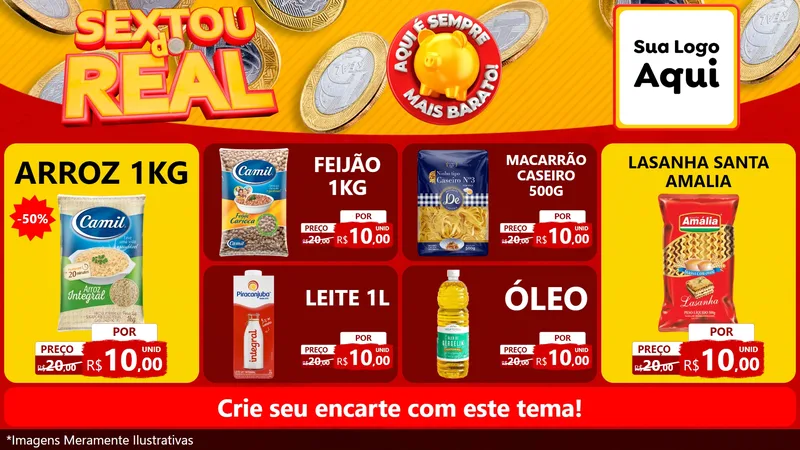 Modelo de TV para TV Horizontal com o tema Sextou do Real para Supermercado