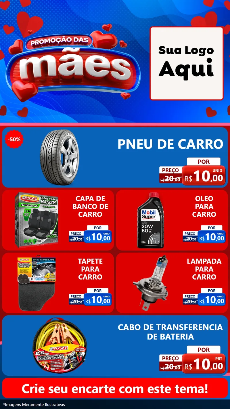 Modelo de TV para TV Vertical com o tema Promoção das Mães para Auto peças