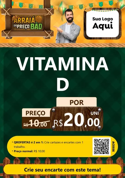 Modelo de Cartaz para Cartaz A4 Vertical com o tema Arraiá do preço bão para Farmácia