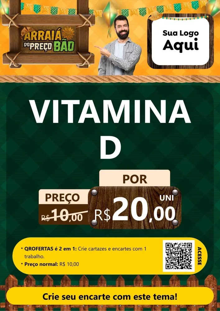 Modelo de Cartaz para Cartaz A4 Vertical com o tema Arraiá do preço bão para Farmácia