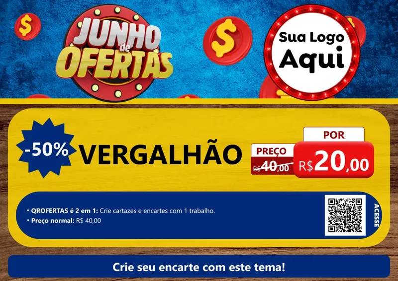 Modelo de Cartaz para Cartaz A4 Horizontal com o tema Junho de Ofertas para Ferragens