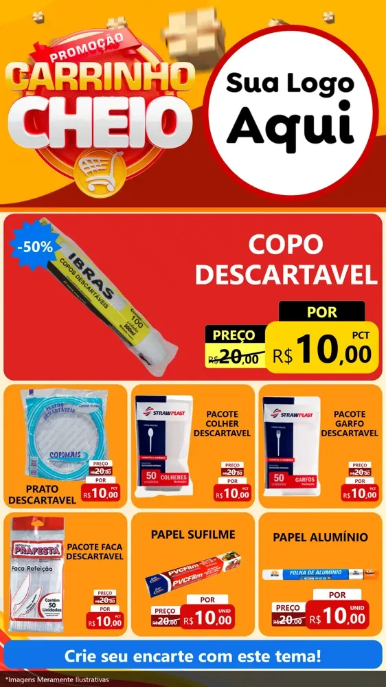Modelo de Rede Social para Stories com o tema Promoção carrinho cheio para Embalagens