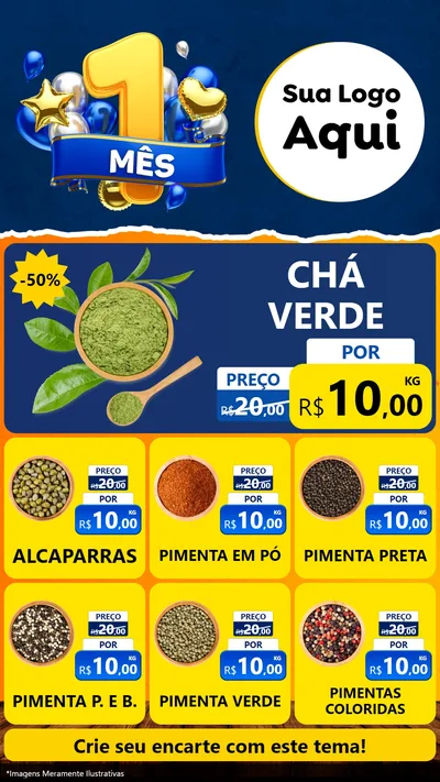 Modelo de Rede Social para Stories com o tema Um Mês de Aniversário para Produtos Naturais