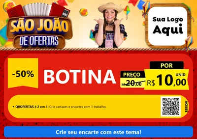 Modelo de Cartaz para Cartaz A4 Horizontal com o tema São João de Ofertas para Agropecuária