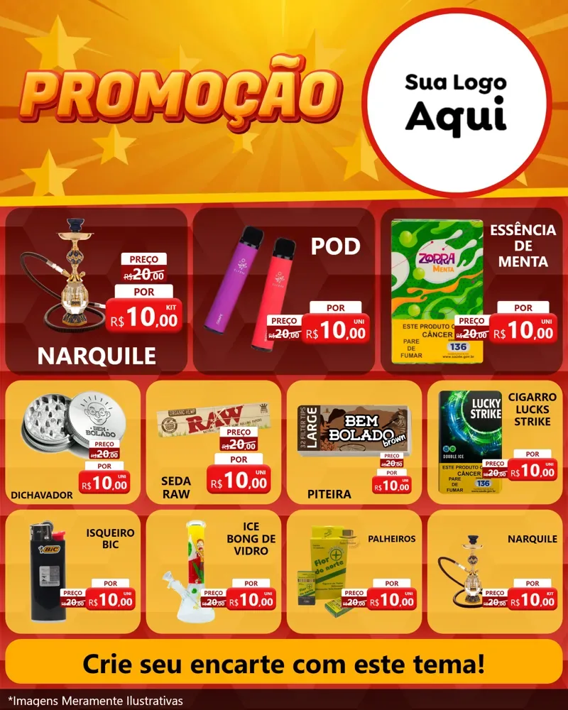 Modelo de Rede Social para Feed Instagram com o tema Promoção para Tabacaria