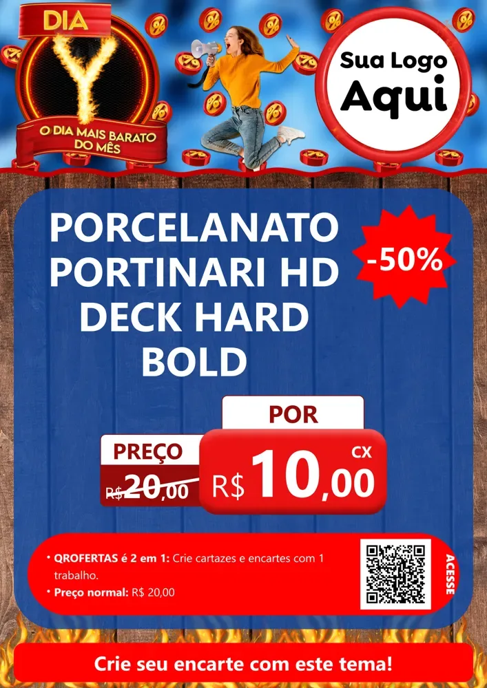 Modelo de Cartaz para Cartaz A4 Vertical com o tema Dia Y - O Dia Mais Barato Do Mês para Pisos e revestimentos