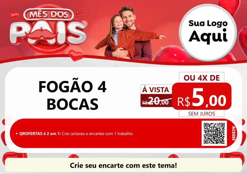 Modelo de Cartaz para Cartaz A4 Horizontal com o tema Mês dos Pais para Móveis e Eletro
