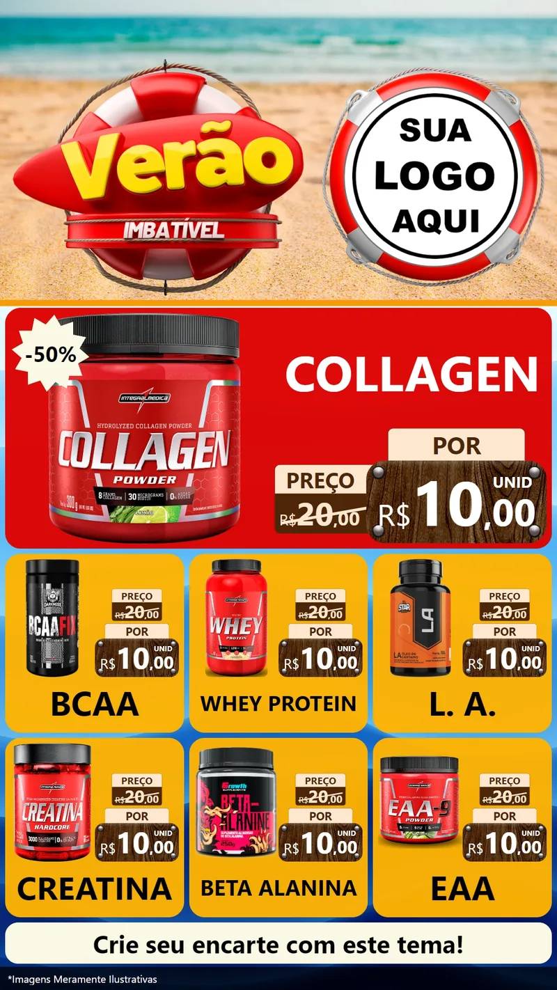 Modelo de Rede Social para Stories com o tema Verão Imbatível para Suplementos alimentares