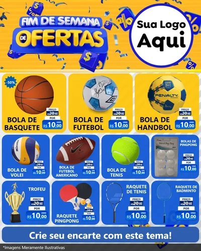 Modelo de Rede Social para Feed Instagram com o tema Fim de Semana de Ofertas para Artigos Esportivos