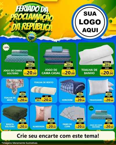 Modelo de Rede Social para Feed Instagram com o tema Feriado da Proclamação da República para Cama, Mesa e Banho