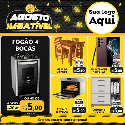 Modelo de Rede Social para Feed Facebook com o tema Agosto Imbatível para Móveis e Eletro