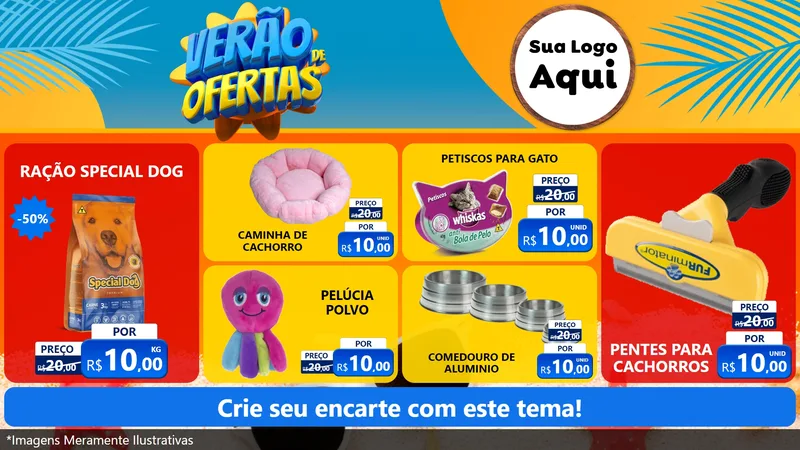 Modelo de TV para TV Horizontal com o tema Verão de Ofertas para Pet Shop