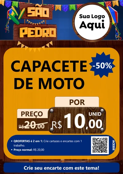 Modelo de Cartaz para Cartaz A4 Vertical com o tema São Pedro para Moto peças