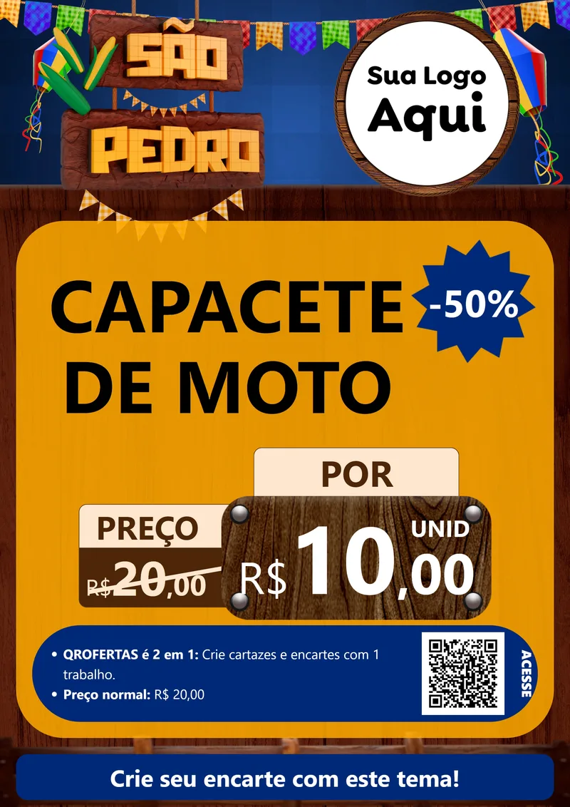 Modelo de Cartaz para Cartaz A4 Vertical com o tema São Pedro para Moto peças