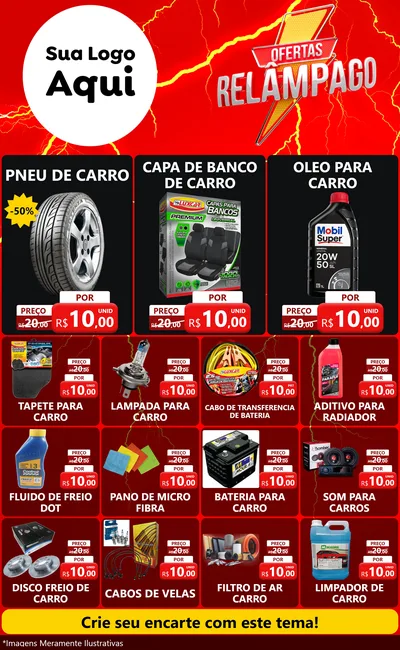 Modelo de Encarte para Encarte Grande com o tema Ofertas Relâmpago para Auto peças