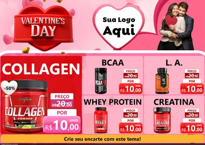 Modelo de Encarte para Encarte A4 Horizontal com o tema Valentine's Day para Suplementos alimentares