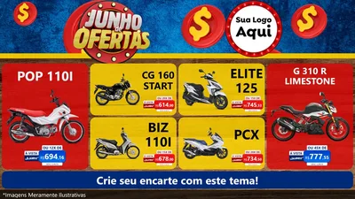 Modelo de TV para TV Horizontal com o tema Junho de Ofertas para Concessionaria de Motos