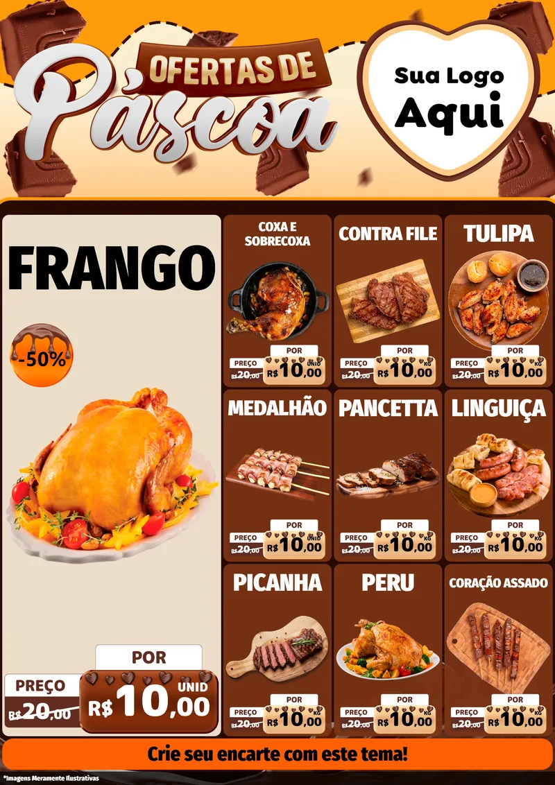 Modelo de Encarte para Encarte A4 Vertical com o tema Ofertas de Páscoa para Assados