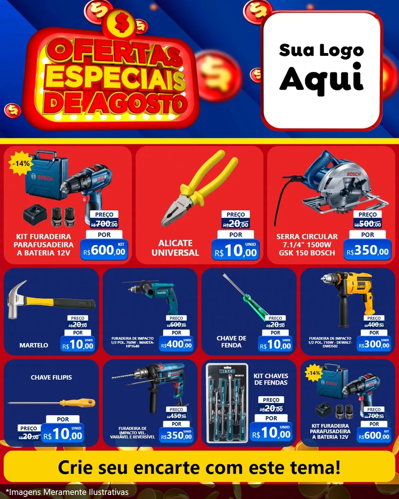 Modelo de Rede Social para Feed Instagram com o tema Ofertas Especiais de Agosto para Maquinas e Ferramentas