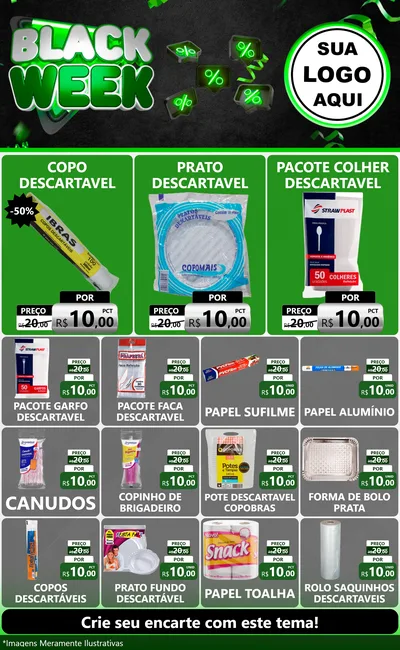 Modelo de Encarte para Encarte Grande com o tema Black Week para Embalagens