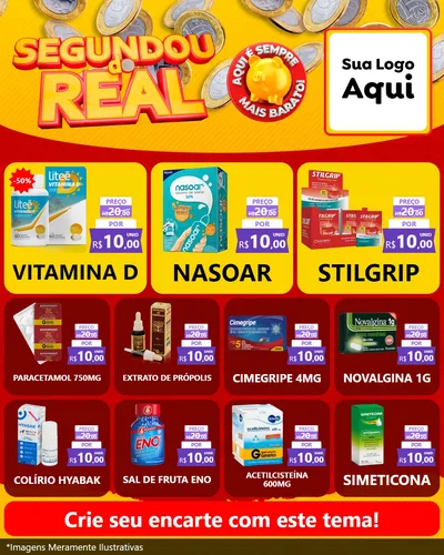 Modelo de Rede Social para Feed Instagram com o tema Segundou do Real para Farmácia
