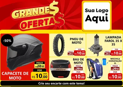 Modelo de Encarte para Encarte A4 Horizontal com o tema Grandes Ofertas para Moto peças