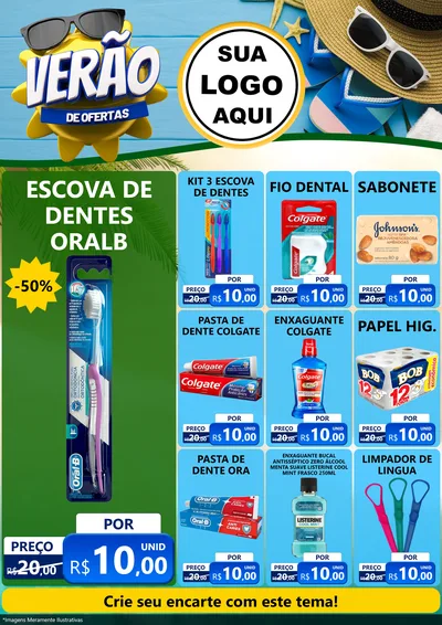 Modelo de Encarte para Encarte A4 Vertical com o tema Verão de Ofertas para Higiene Pessoal