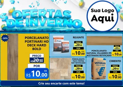 Modelo de Encarte para Encarte A4 Horizontal com o tema Ofertas de Inverno para Pisos e revestimentos