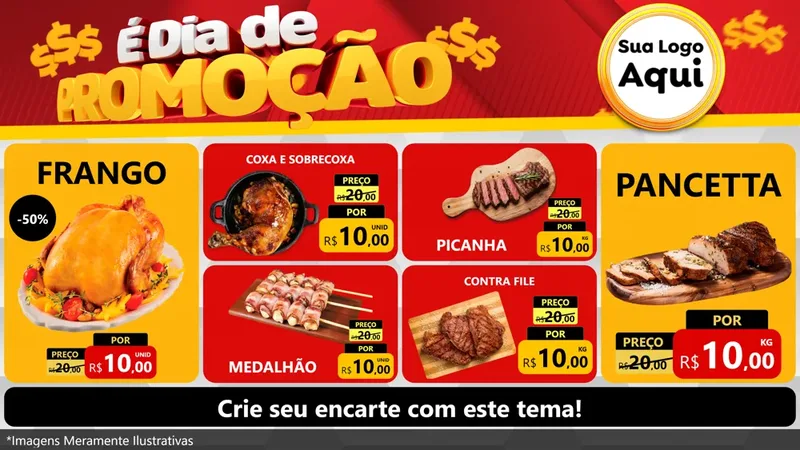 Modelo de TV para TV Horizontal com o tema É Dia De Promoção para Assados