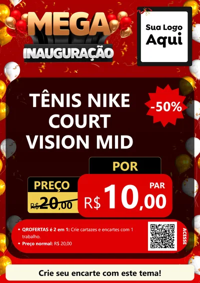 Modelo de Cartaz para Cartaz A4 Vertical com o tema Mega Inauguração para Calçados